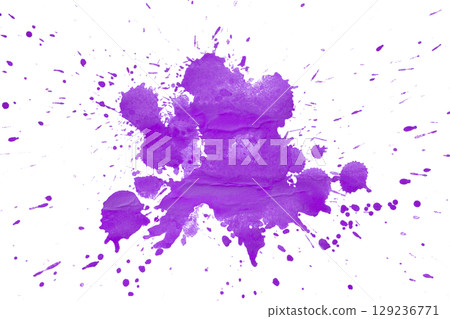 Purple splash watercolor brush isolated on transparent background 129236771