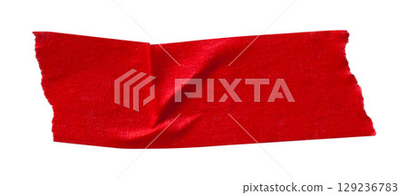 red crumpled torn tape isolated on transparent background red crumpled torn tape isolated on transparent background 129236783