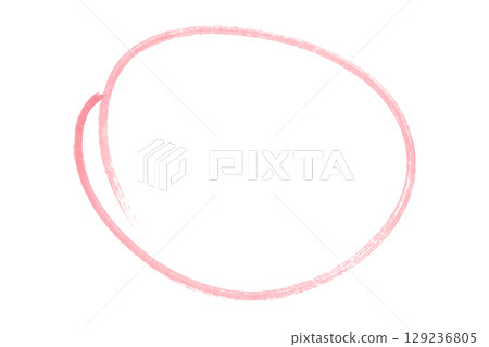 Pink pencil highlight circle mark isolated on transparent background 129236805