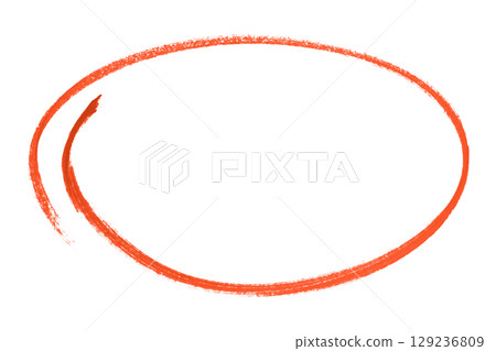 Red pencil highlight circle mark isolated on transparent background 129236809