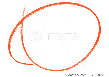 Red pencil highlight circle mark isolated on transparent background 129236810