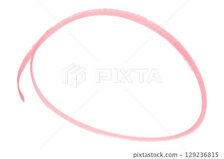 Pink pencil highlight circle mark isolated on transparent background 129236815
