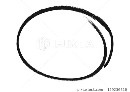 Black pencil highlight circle mark isolated on transparent background 129236816