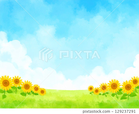 Sunflower AI Generation Watercolor Background 129237291