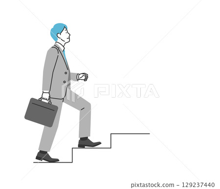 Illustration of a businessman going up the stairs 129237440