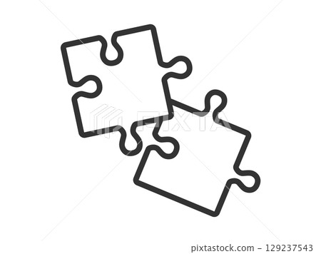 愛好拼圖圖示（線條畫）插圖 129237543