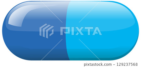 Blue Vitamin Pill Capsule Vector Illustration 129237568