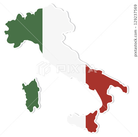 Italy Map Vector with National Colors 129237569