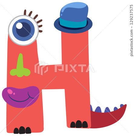 Playful Monster Letter H Illustration 129237575