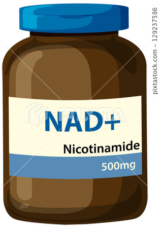 NAD Plus Nicotinamide Supplement Bottle Vector Illustration 129237586