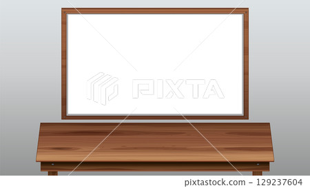 Wooden Table and Whiteboard Vector Illustration Wooden Table and Whiteboard Vector Illustration 129237604