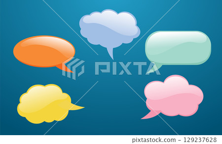 Colorful Speech Bubbles on Blue Background 129237628