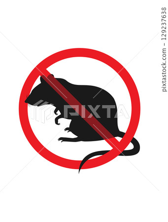 Rat crossed in a red circle stock illustration 129237638