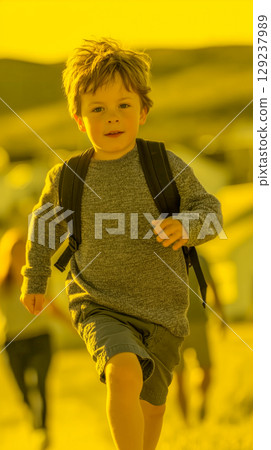 Joyful Child in Golden Light 129237989