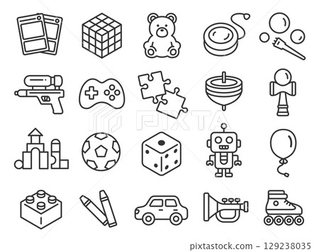 A set of various hobby icon (line drawings) illustrations 129238035