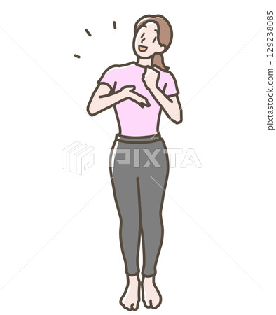 一位身穿瑜珈服的女士的插圖 129238085