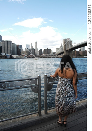 Rear view of white female model Rear view of white female model 129238281