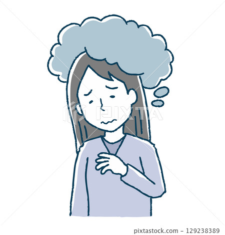 A woman whose anxiety is persistent A woman whose anxiety is persistent 129238389