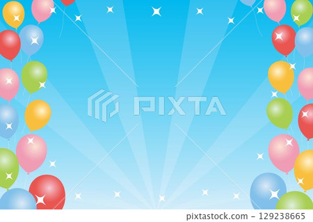 Bright background illustration of balloons (blue) 129238665
