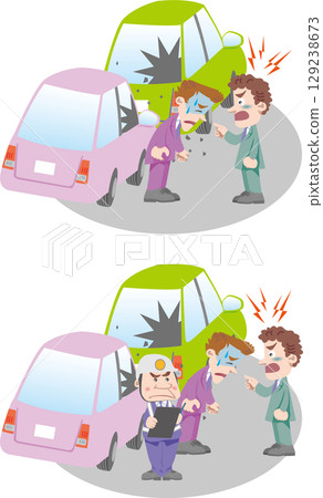 Traffic Safety <Accidents, rear-end collisions, victim and perpetrator, getting scolded, police on-site investigation> 129238673