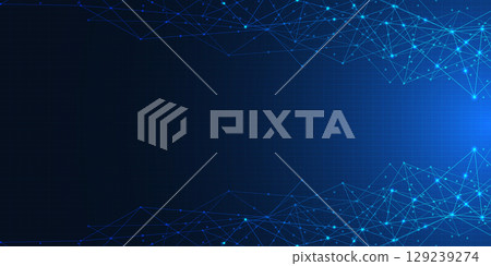 Abstract technology background with connecting the dots and lines. Global network connection, internet technology and digital communication concept. Abstract technology background with connecting the dots and lines. Global network connection, internet technology and digital communication concept. 129239274