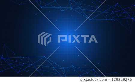 Abstract technology background with connecting the dots and lines. Global network connection, internet technology and digital communication concept. 129239276