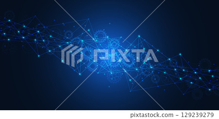 Abstract technology background with connecting the dots and lines. Global network connection, internet technology and digital communication concept. Abstract technology background with connecting the dots and lines. Global network connection, internet technology and digital communication concept. 129239279