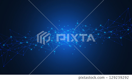 Abstract technology background with connecting the dots and lines. Global network connection, internet technology and digital communication concept. 129239292