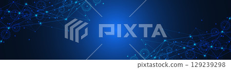 Abstract technology background of global network connection and communication with connecting the dots and lines for banner design or header. 129239298