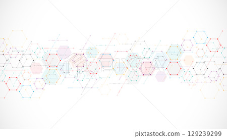 Abstract background with geometric shapes and hexagon pattern. 129239299