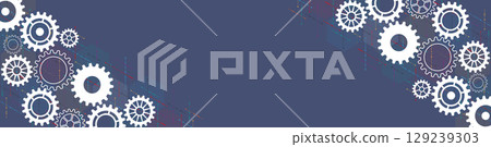 Website header or banner design with cogs and gear wheel mechanisms. 129239303
