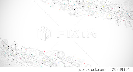 Abstract geometric background with connecting the dots and lines. Networking concept, internet connection and global communication. 129239305