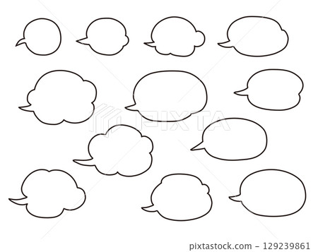 Comical, simple speech bubble message comment box set Comical, simple speech bubble message comment box set 129239861