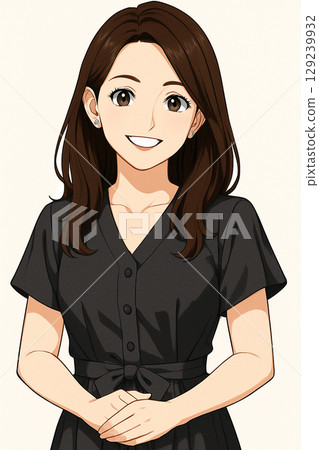 30多歲微笑的女人/AI插圖 129239932