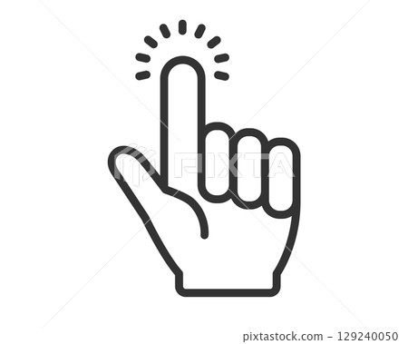 Tapping Finger Icon (Light, Operation, Line Art) | Vector Tapping Finger Icon (Light, Operation, Line Art) | Vector 129240050