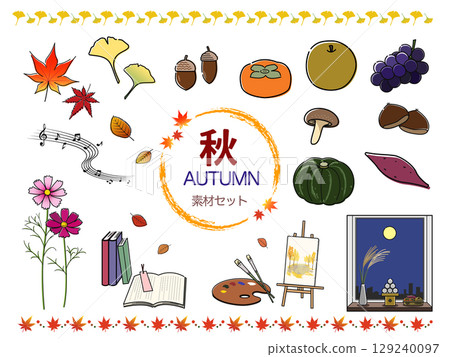 秋天圖像插圖素材集 秋天圖像插圖素材集 129240097
