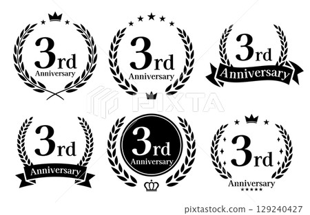 3rd anniversary, anniversary logo vector illustration set 129240427