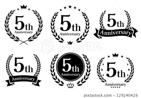 5th anniversary, anniversary logo vector illustration set 5th anniversary, anniversary logo vector illustration set 129240429