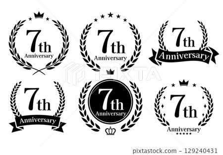 7th anniversary, anniversary logo vector illustration set 129240431