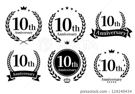 10th anniversary, anniversary logo vector illustration set 10th anniversary, anniversary logo vector illustration set 129240434