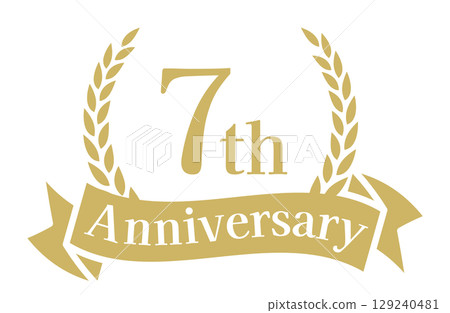 七週年紀念日，週年紀念日標誌向量插圖 129240481