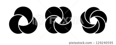 Circle Venn diagram infographic icon set. Graphic chart. Three, four and five balance circle diagram. Overlap design element. Business process chart. Vector illustration isolated on white background 129240595