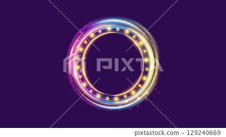Futuristic gold portal with circular hologram effect 129240669