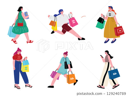 Girls enjoying shopping 129240789