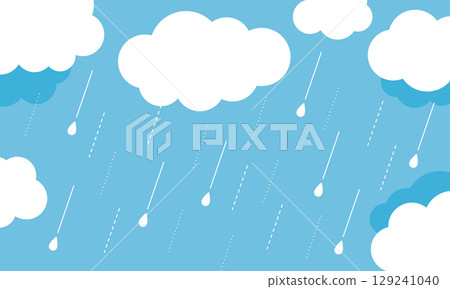 Rain and cloud vector frame background 129241040