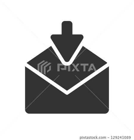 Black envelope icon indicating received email 129241089
