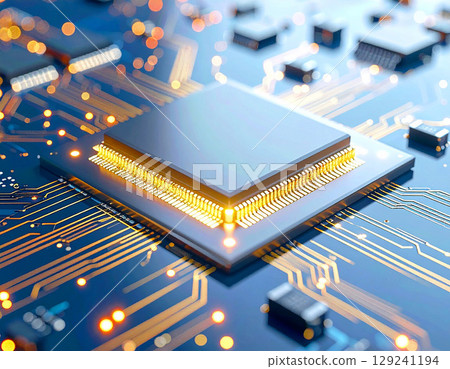 Glowing microchips and printed circuit boards 129241194
