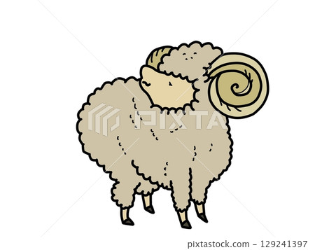 Illustration of a sheep looking back Illustration of a sheep looking back 129241397