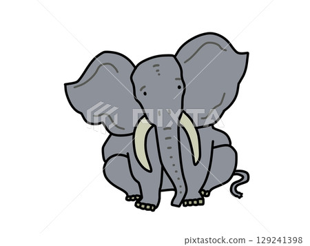 Illustration of a sitting elephant Illustration of a sitting elephant 129241398