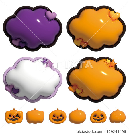 Halloween Plump 3D Icons, Decorations, and Frame Set (No Text) 129241496